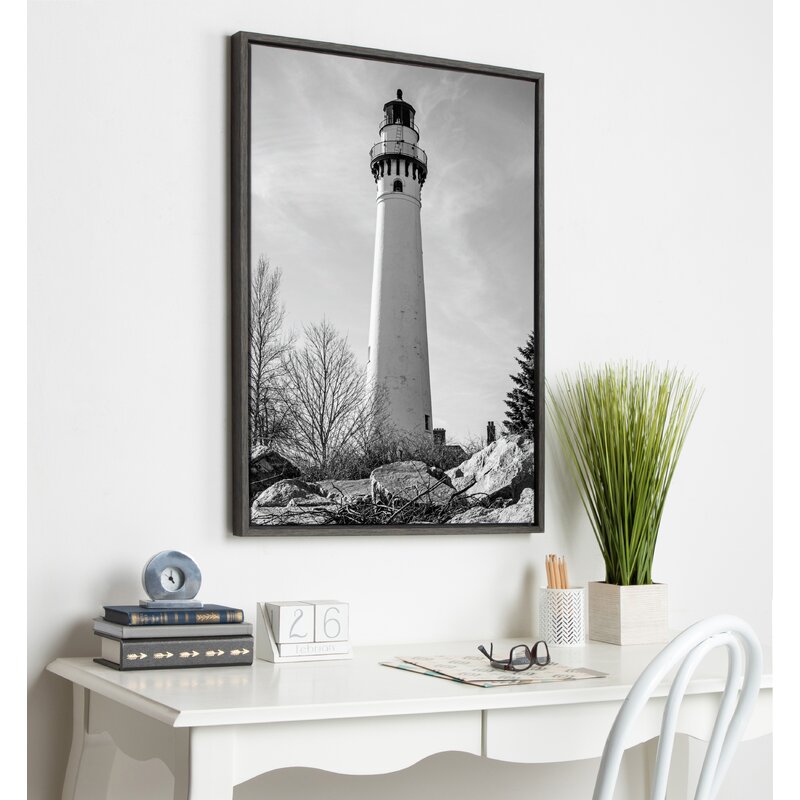 AllModern 'Lighthouse' Framed Graphic Art on Canvas Wayfair